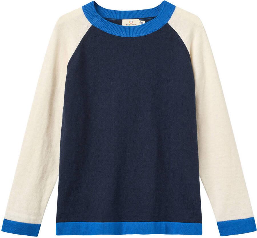 Copenhagen Colors gebreide trui donkerblauw ecru blauw
