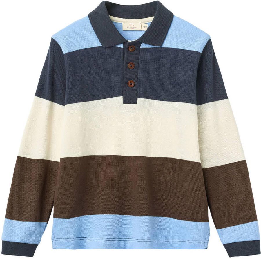 Copenhagen Colors gestreepte polo bruin blauw ecru Jongens Katoen Polokraag