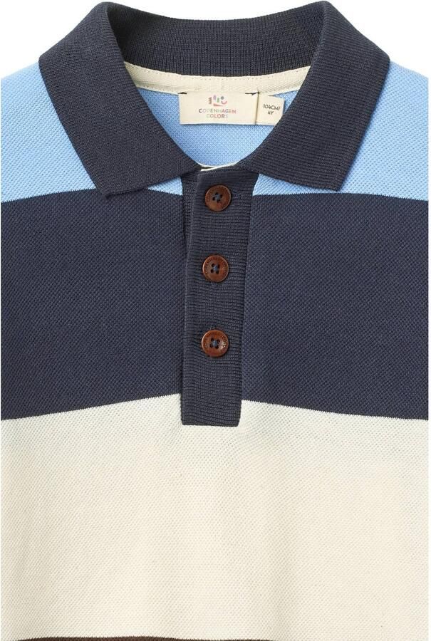 Copenhagen Colors gestreepte polo bruin blauw ecru Jongens Katoen Polokraag - Foto 3