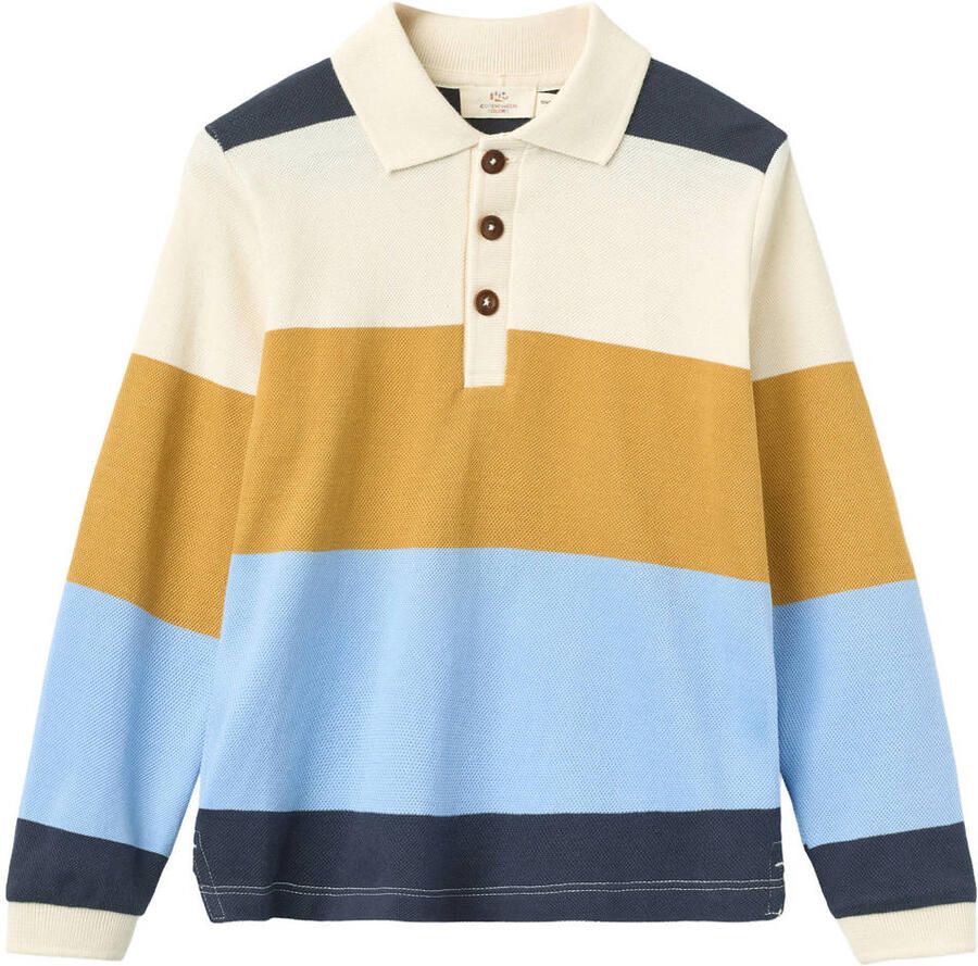 Copenhagen Colors gestreepte polo mosterdgeel blauw ecru