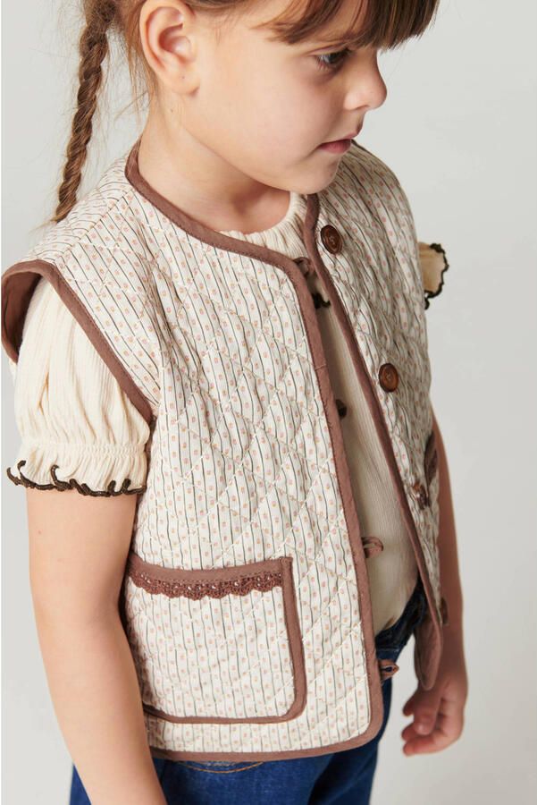 Copenhagen Colors gilet met print zand bruin Beige Meisjes Katoen Ronde hals - Foto 3