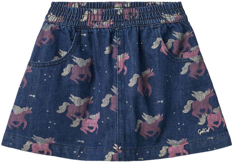 Copenhagen Colors korte spijkerrok met print dark blue denim
