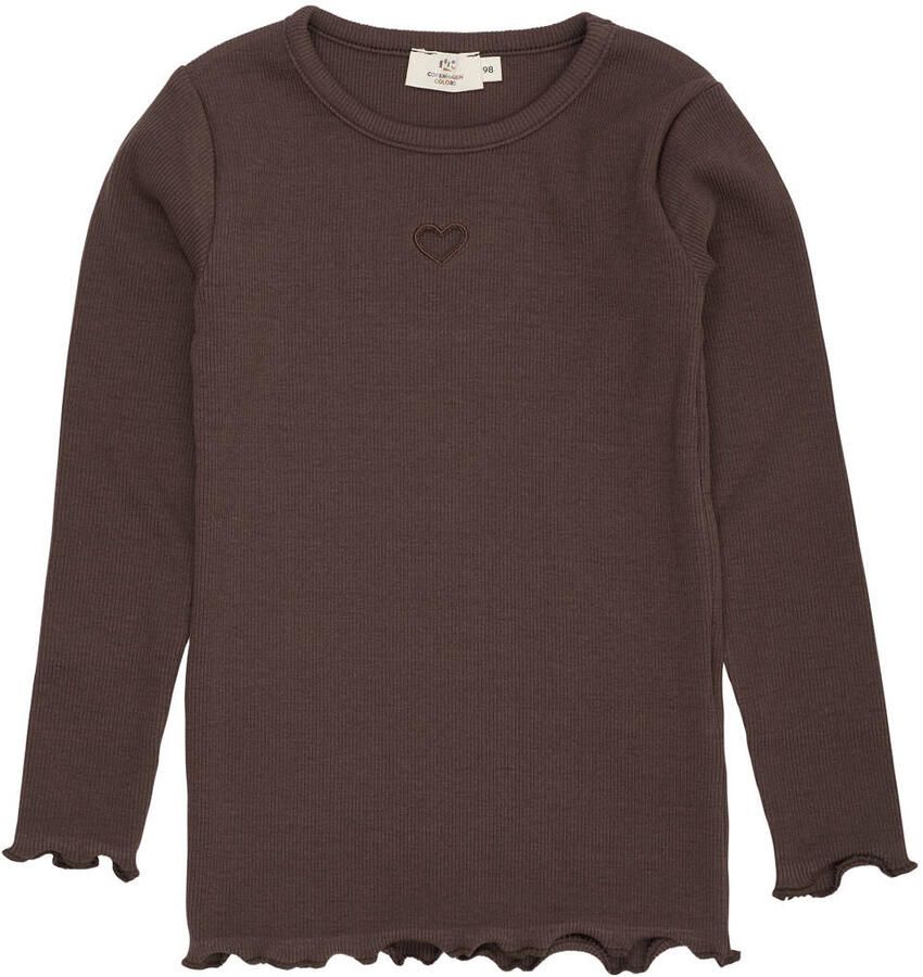 Copenhagen Colors longsleeve donkerbruin Meisjes Katoen Ronde hals Effen