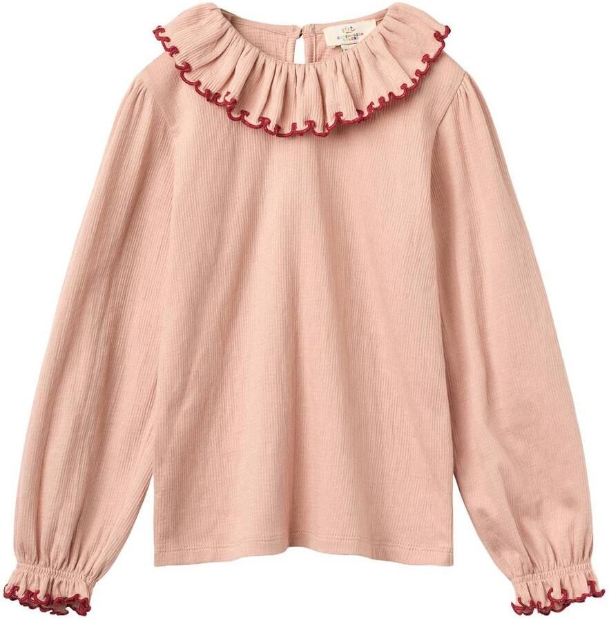 Copenhagen Colors rechtvallende longsleeve met ruches roze Meisjes Katoen Ronde hals