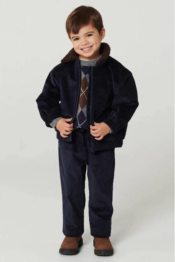 Copenhagen Colors regular fit corduroy casual broek donkerblauw