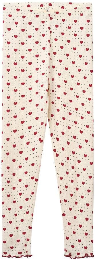 Copenhagen Colors slim fit legging met hartjes ecru rood Meisjes Katoen