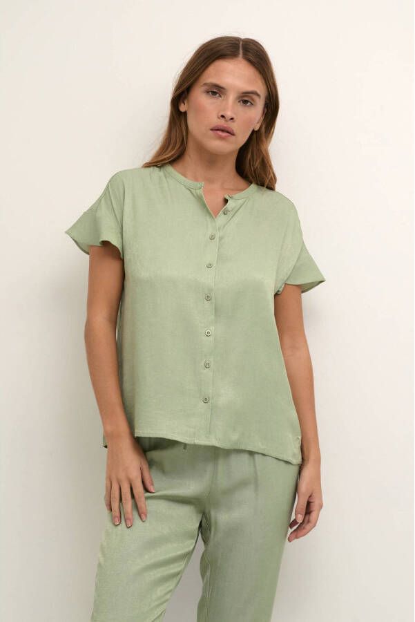 Cream blouse CRSiran met volant lichtgroen