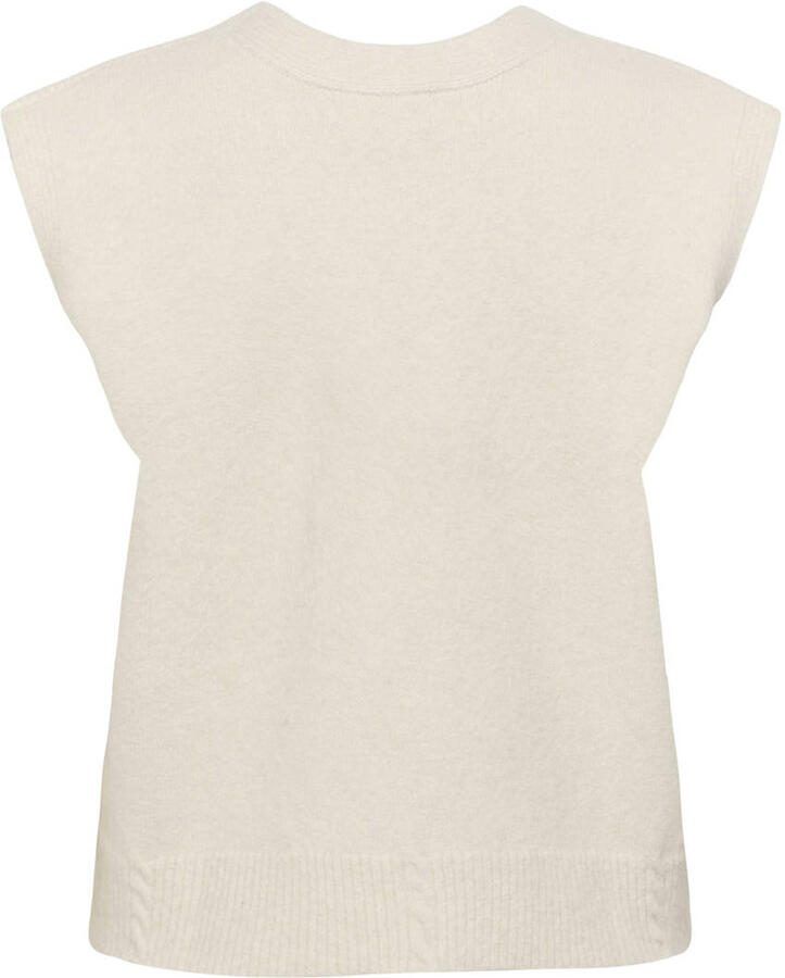 Cream gebreid vest ecru met parels - Foto 2