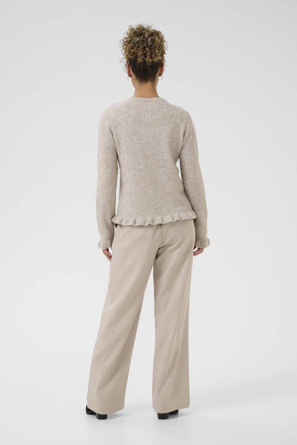 Cream gebreid vest met wol taupe - Foto 2