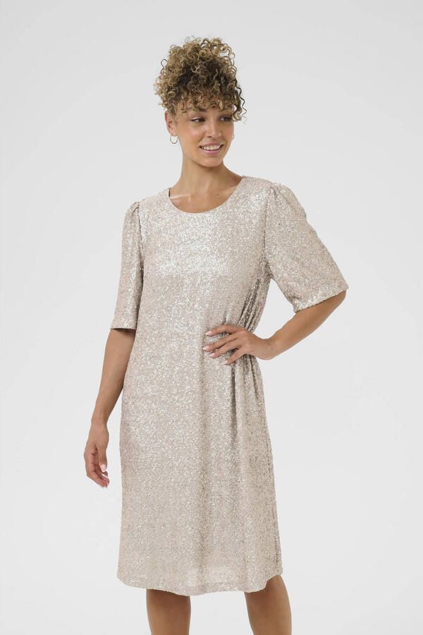 Cream midi jurk crème