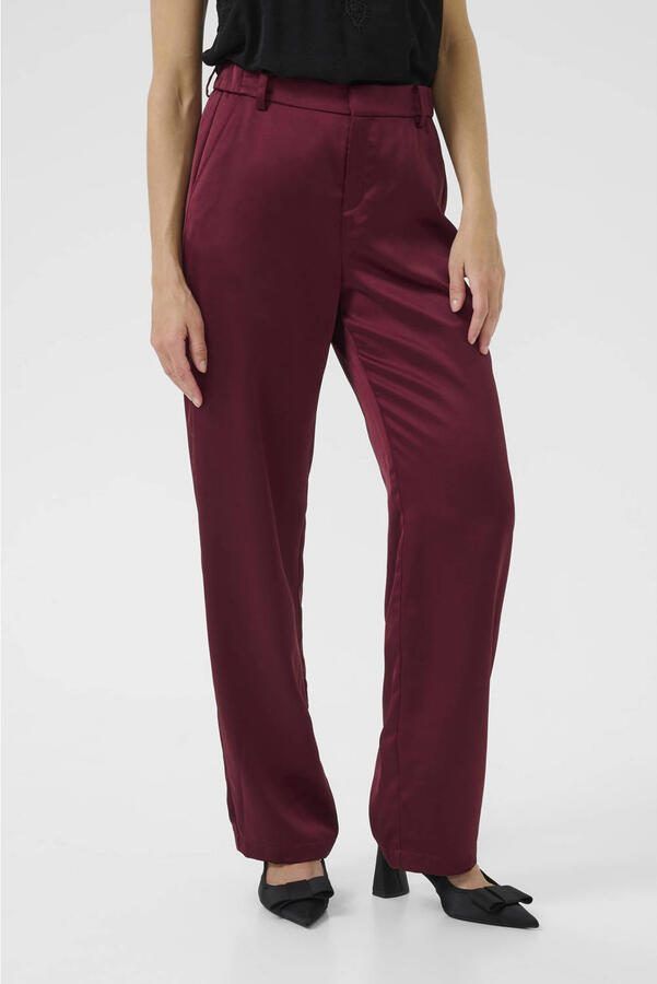 Cream regular high waist broek