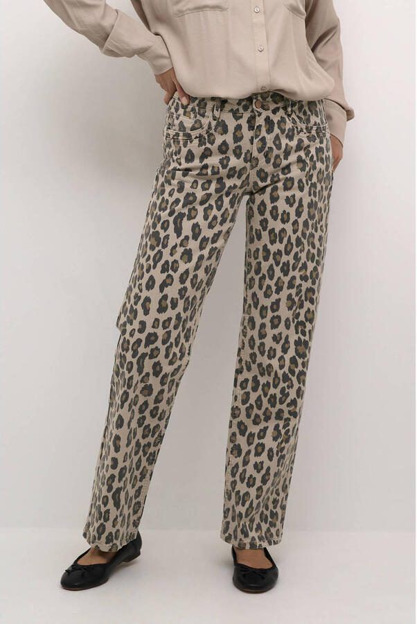 Cream regular jeans CRLeona met panterprint bruin zand - Foto 3