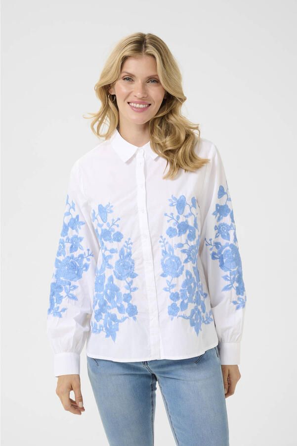 Cream Elegante Blouse met Borduurwerk Blue Dames - Foto 2