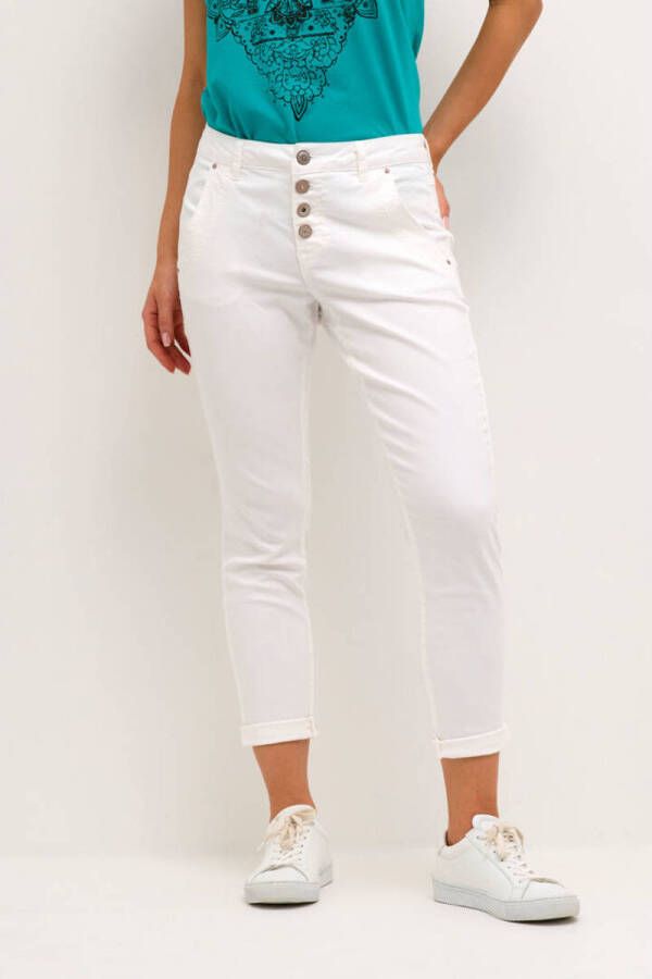 Cream cropped slim fit broek CRLina wit