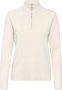 Cream Hoge Hals Pullover Gebreid Haver Melange Beige Dames - Thumbnail 1