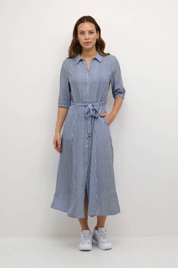 Cream gestreepte blousejurk CRVimma blauw wit