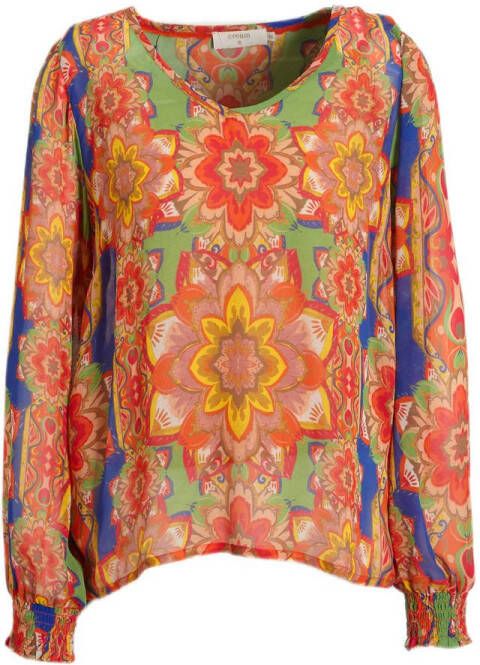Cream top CRCarolina met all over print oranje blauw groen