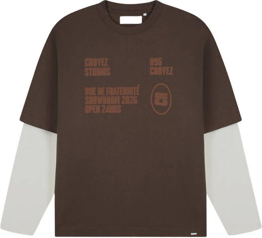 Croyez oversized longsleeve met print bruin