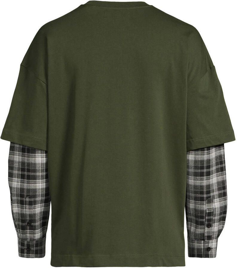 Croyez relaxed fit geruite longsleeve met logo donkergroen - Foto 2
