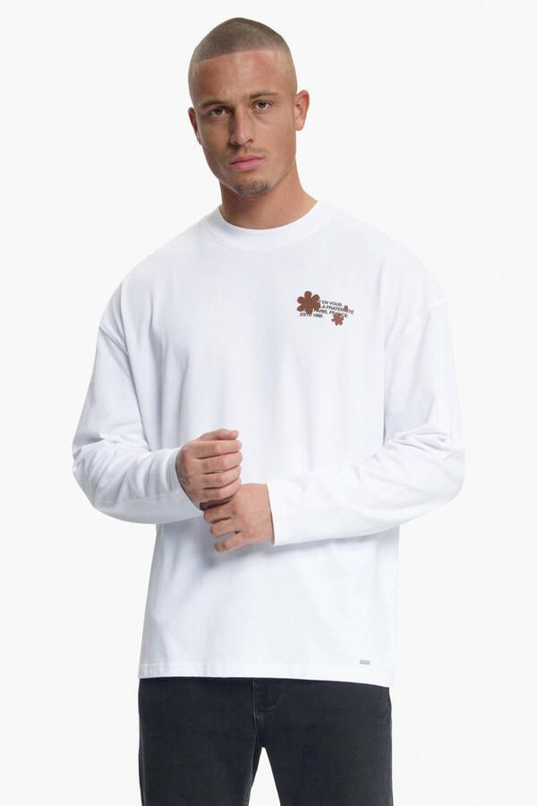 Croyez relaxed fit longsleeve met backprint wit
