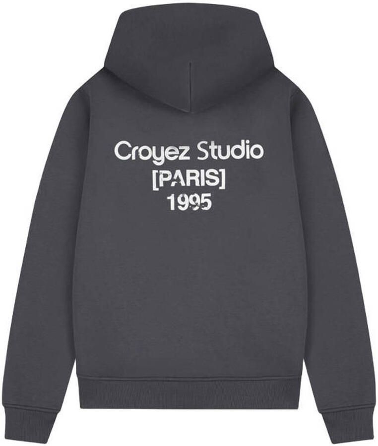 Croyez sweatvest met backprint antraciet