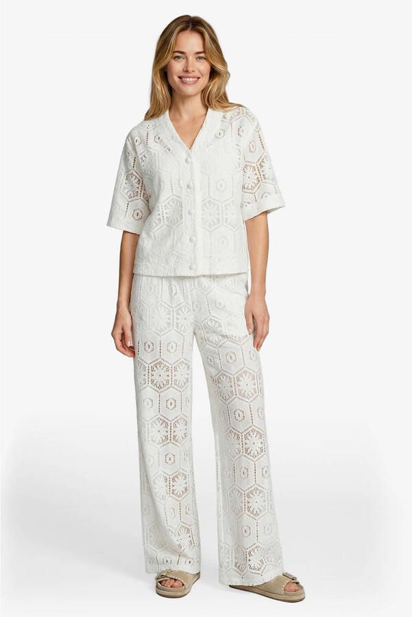 CS the Label straight high waist broek crochet ecru