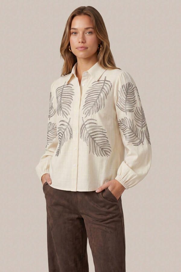 CS the Label blouse met borduursels ecru