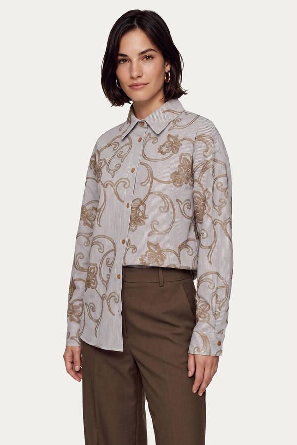 CS the Label blouse met borduursels en krijtstreep meerkleurig