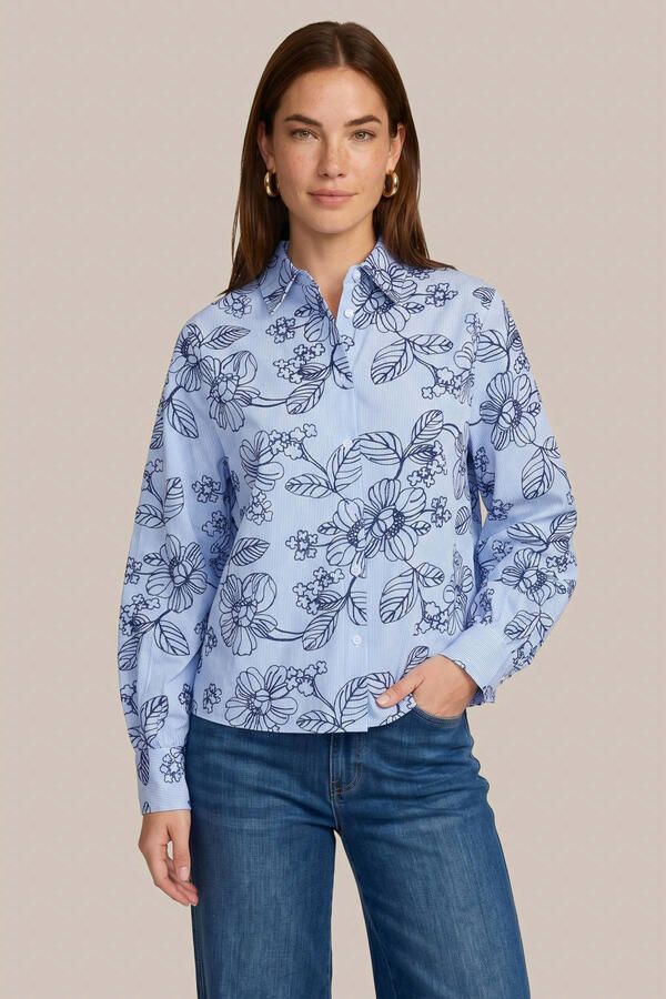 CS the Label blouse met borduursels en print lichtblauw