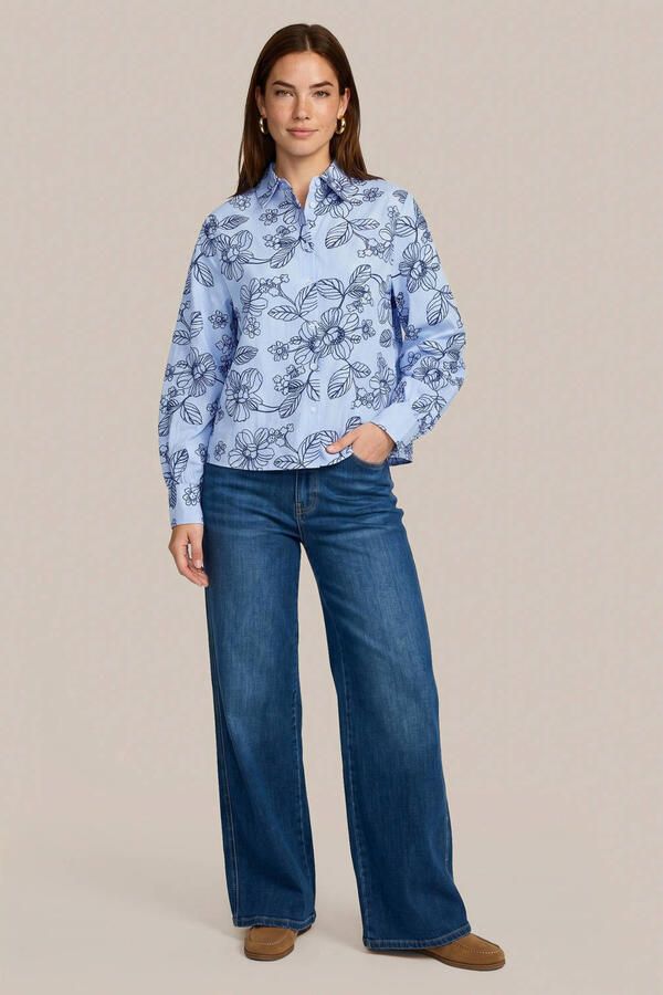 CS the Label blouse met borduursels en print lichtblauw - Foto 3