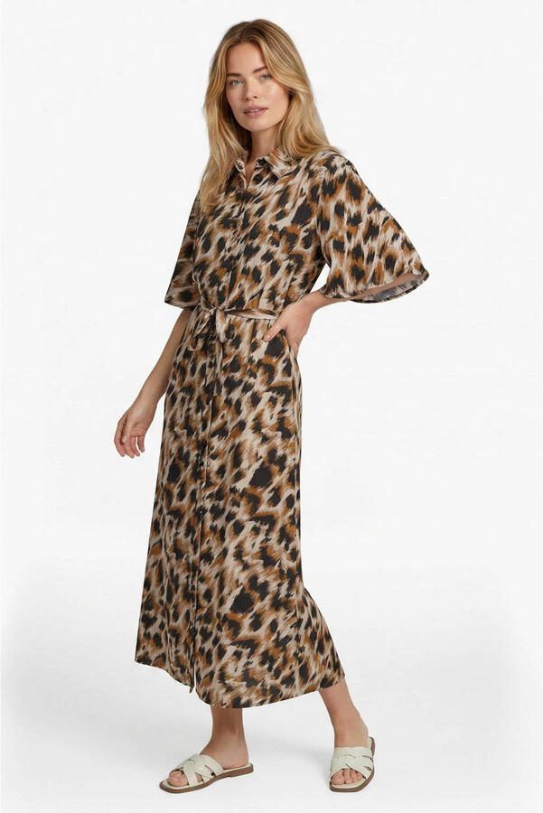 CS the Label blousejurk met panterprint bruin