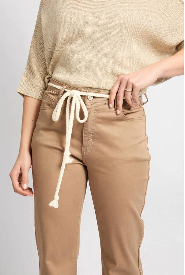 CS the Label bootcut regular waist cropped broek taupe