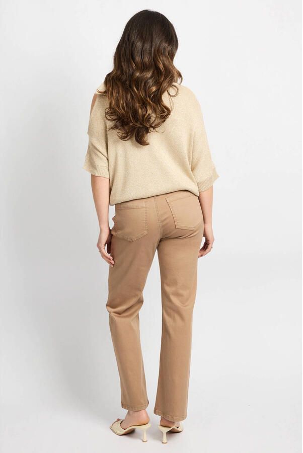 CS the Label bootcut regular waist cropped broek taupe - Foto 2