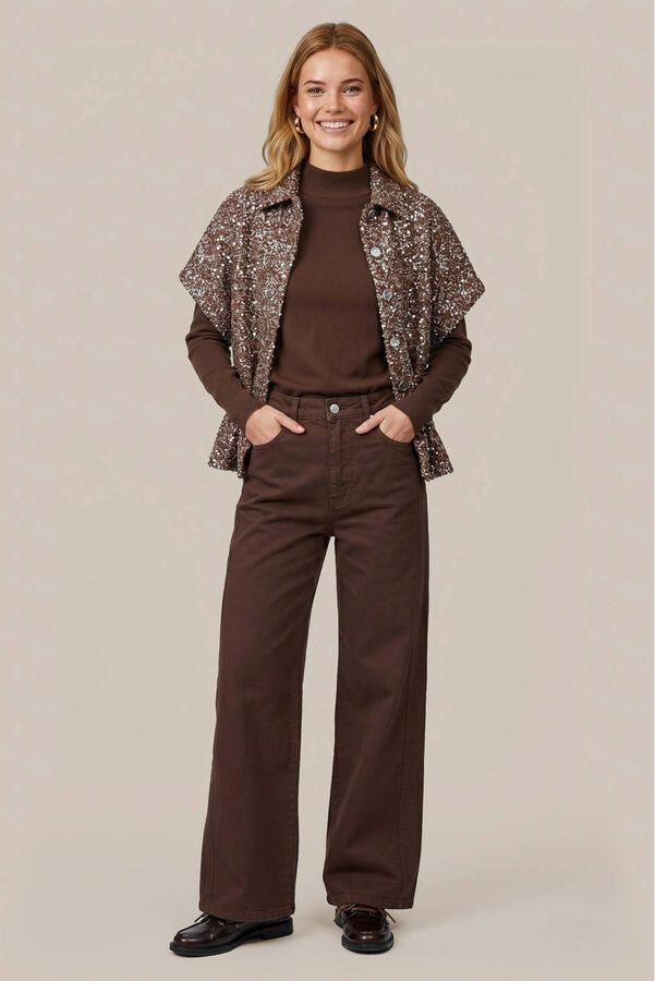 CS the Label denim wide leg broek bruin - Foto 3