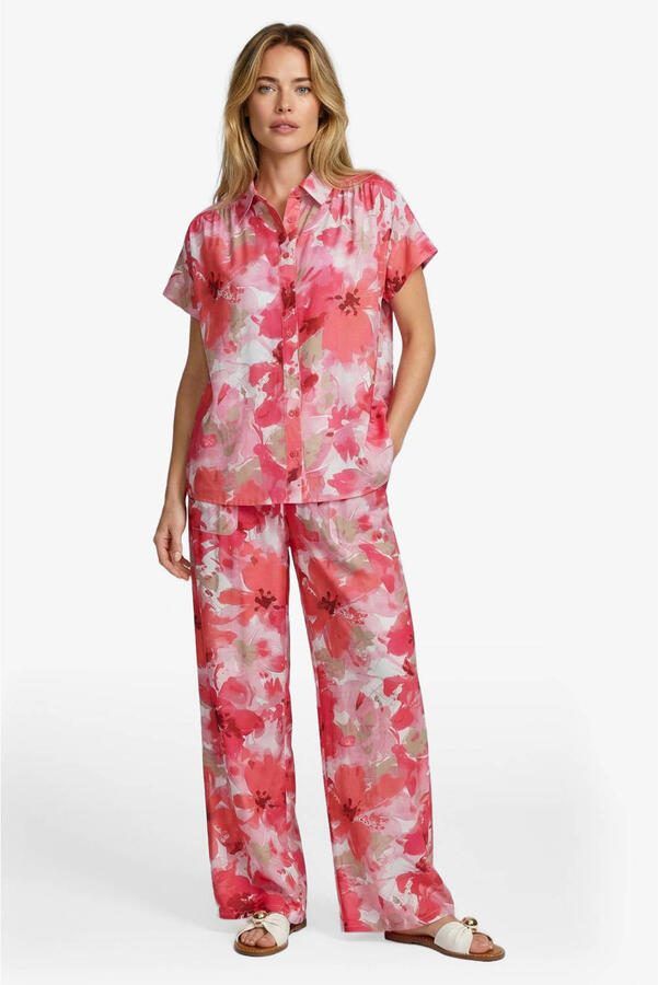 CS the Label gebloemde blouse koraalrood