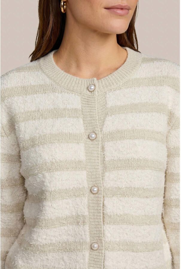 CS the Label gebreid gestreept vest met glitters beige - Foto 3