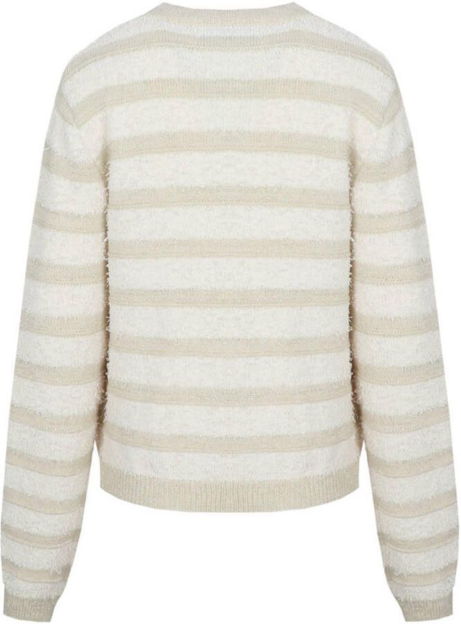 CS the Label gebreid gestreept vest met glitters beige - Foto 2
