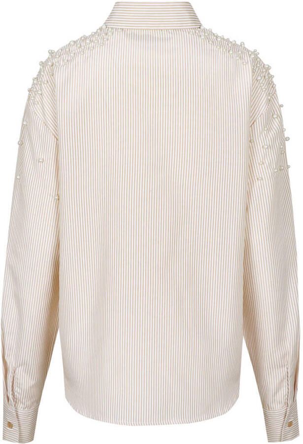 CS the Label gestreepte blouse met parels beige - Foto 2