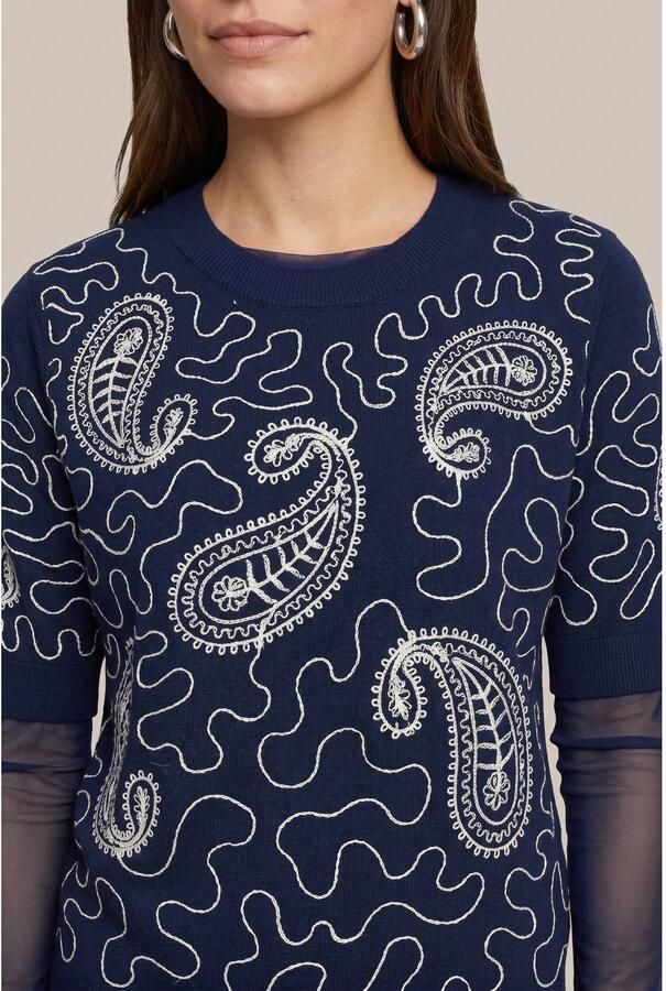 CS the Label pullover met borduursels en wol donkerblauw - Foto 2
