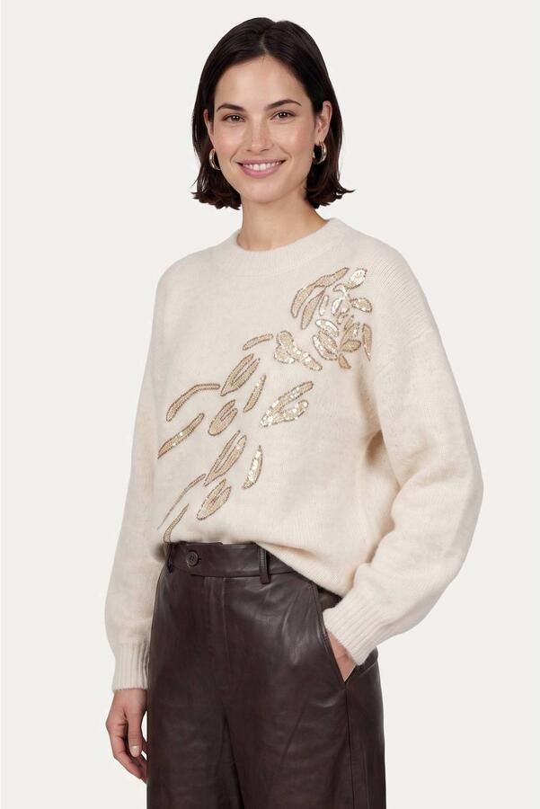 CS the Label pullover met pailletten en wol ecru