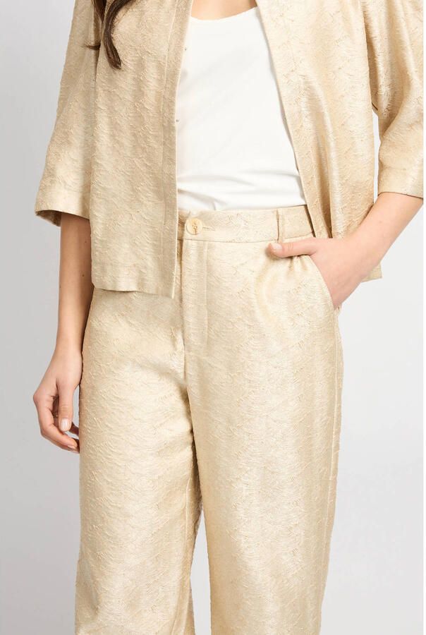 CS the Label regular waist broek ecru met glitter - Foto 2