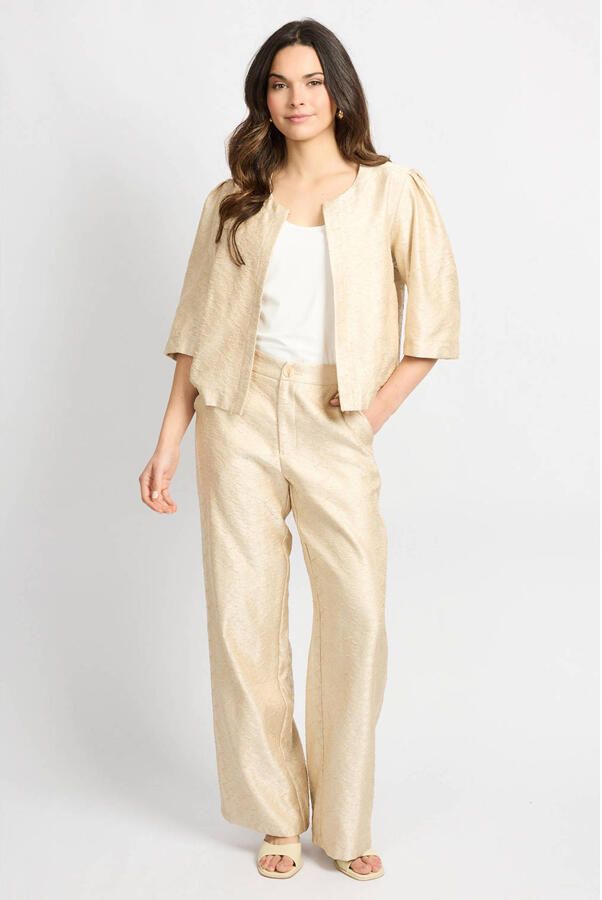 CS the Label regular waist broek ecru met glitter