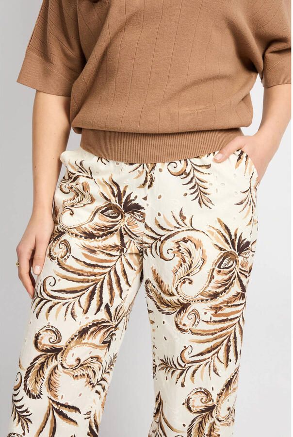 CS the Label regular waist casual broek met paisley print bruin