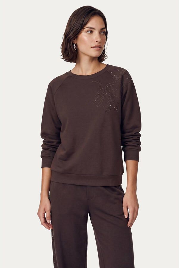 CS the Label sweater met borduursels en strass-steentjes bruin