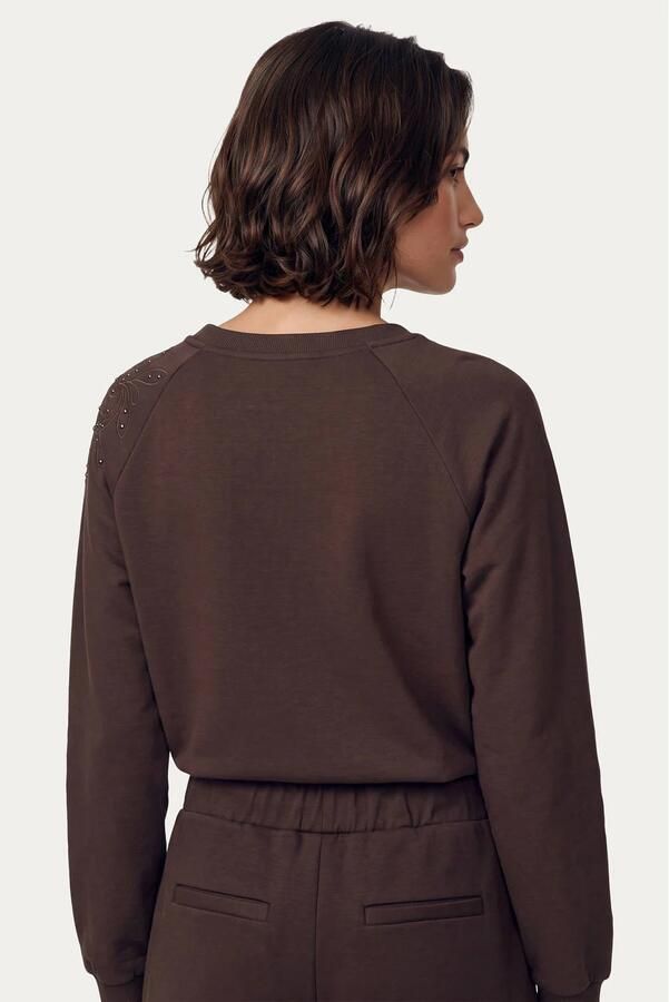 CS the Label sweater met borduursels en strass-steentjes bruin - Foto 3