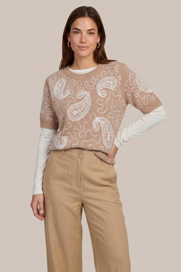 CS the Label trui met borduursels en wol bruin