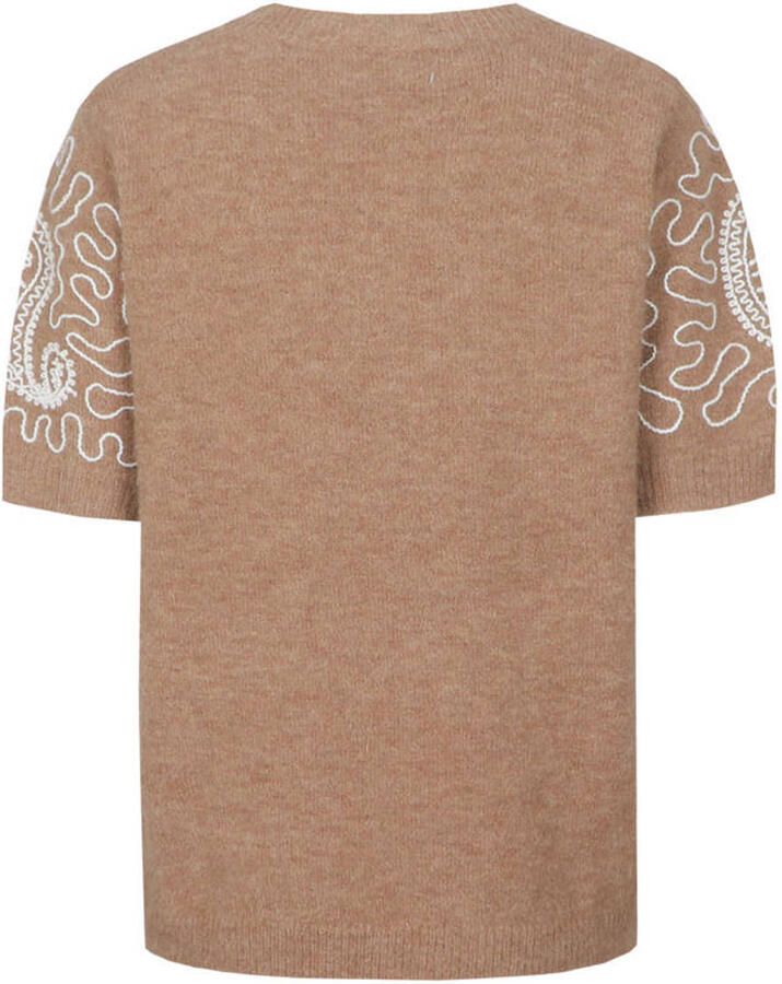 CS the Label trui met borduursels en wol bruin - Foto 2