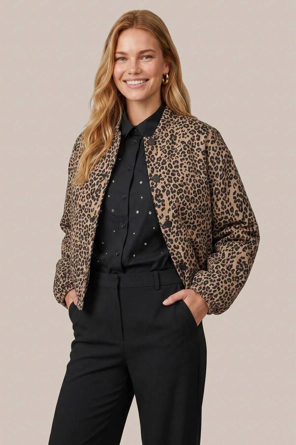 CS the Label tussenjas met panterprint beige