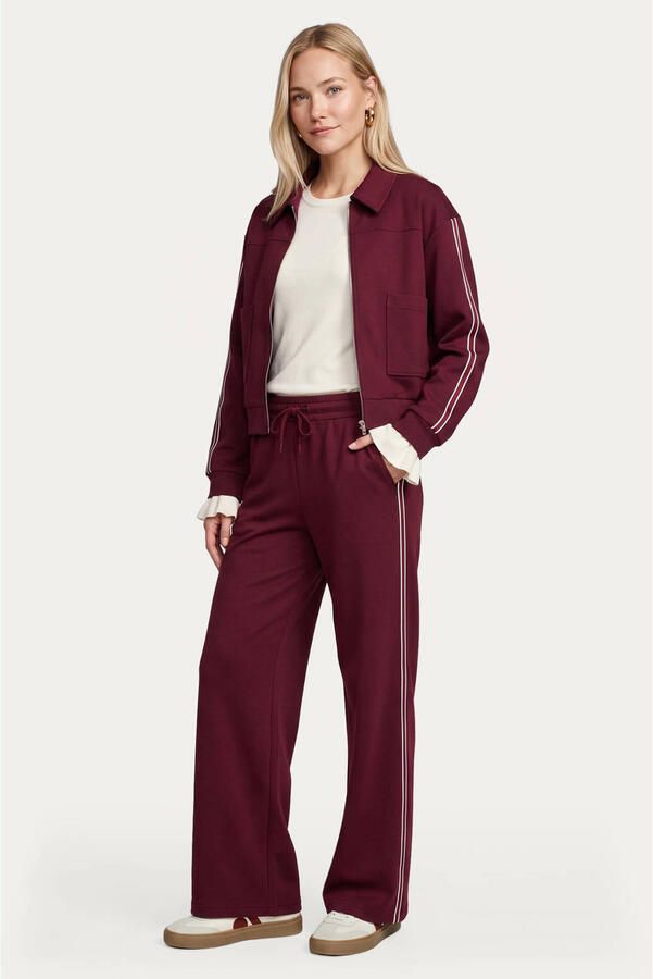 CS the Label wide leg broek donkerrood