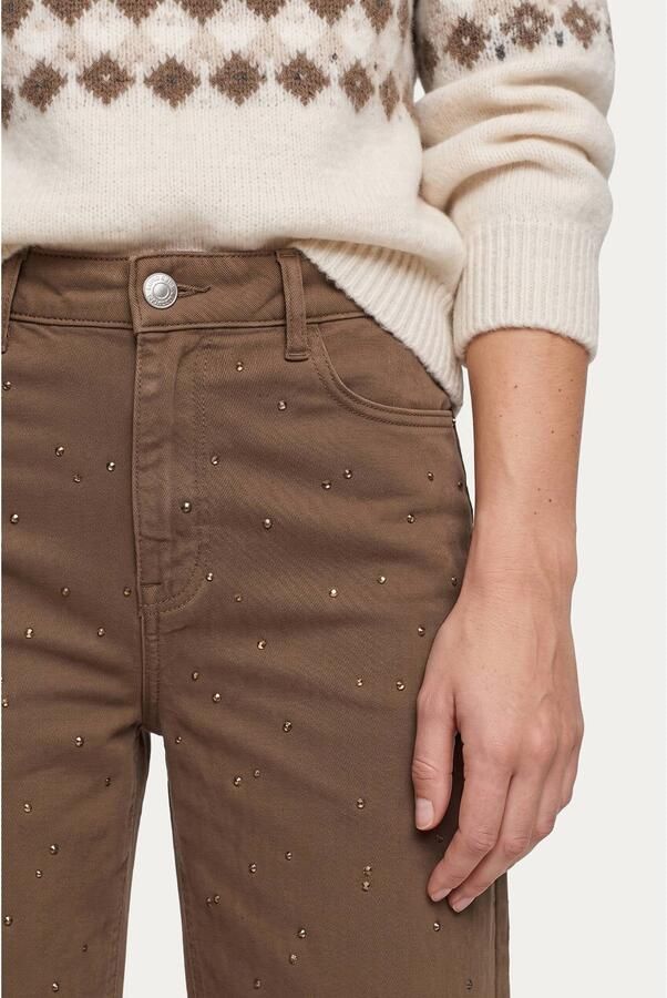 CS the Label wide leg broek met strass-steentjes bruin - Foto 2